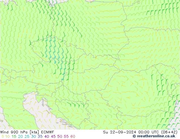 Wind 900 hPa ECMWF Ne 22.09.2024 00 UTC