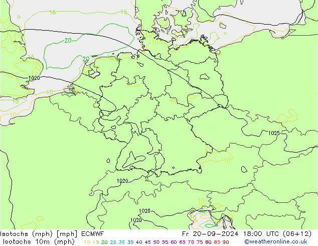 Isotachs (mph) ECMWF Fr 20.09.2024 18 UTC