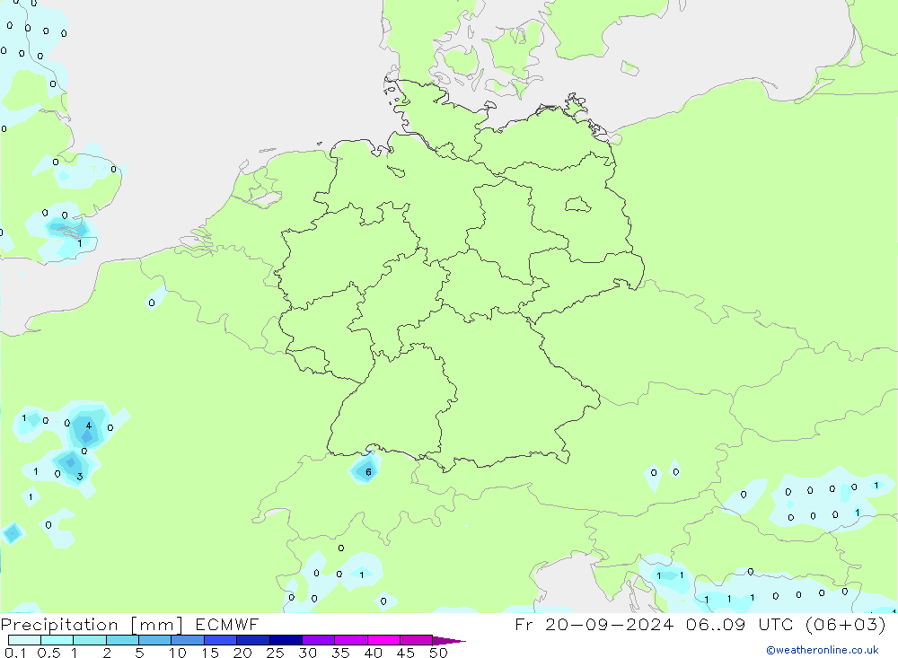 降水 ECMWF 星期五 20.09.2024 09 UTC