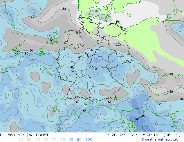 RH 850 hPa ECMWF Fr 20.09.2024 18 UTC