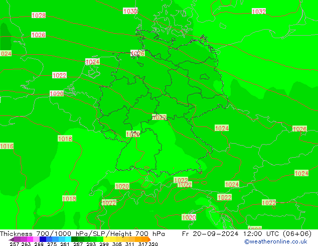 Thck 700-1000 hPa ECMWF 星期五 20.09.2024 12 UTC