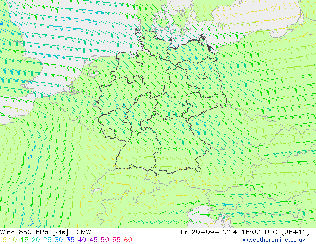 Wind 850 hPa ECMWF Fr 20.09.2024 18 UTC