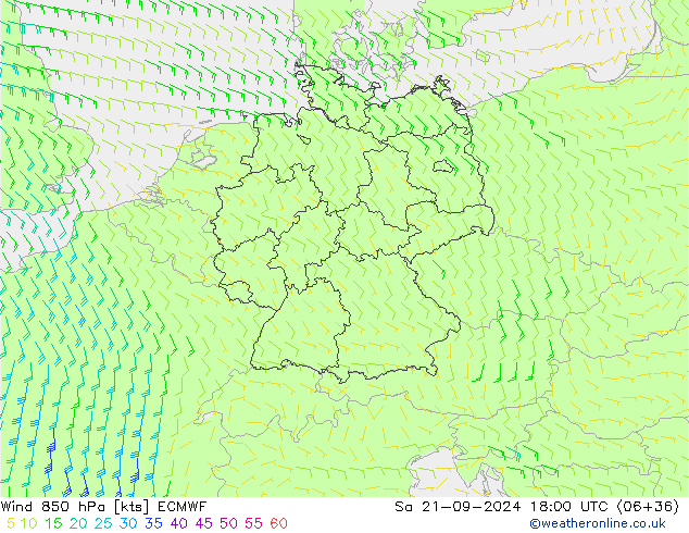 Wind 850 hPa ECMWF Sa 21.09.2024 18 UTC