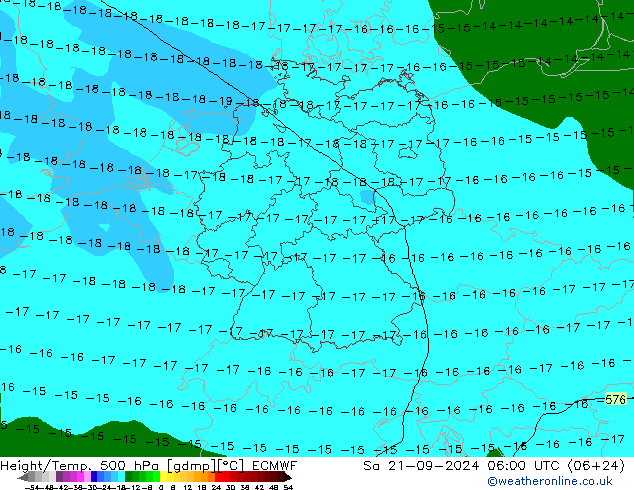 Z500/Rain (+SLP)/Z850 ECMWF Sa 21.09.2024 06 UTC