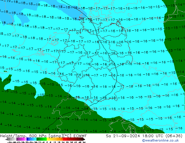 Height/Temp. 500 hPa ECMWF sab 21.09.2024 18 UTC