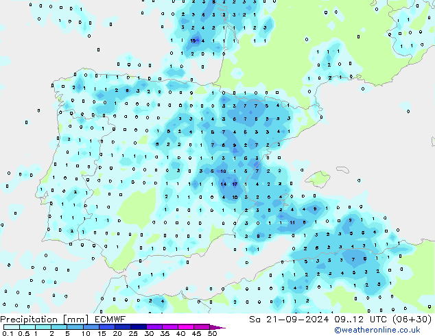 осадки ECMWF сб 21.09.2024 12 UTC