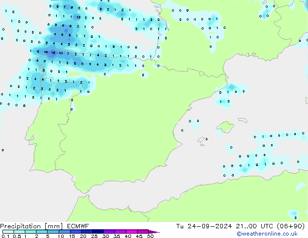 Precipitation ECMWF Tu 24.09.2024 00 UTC