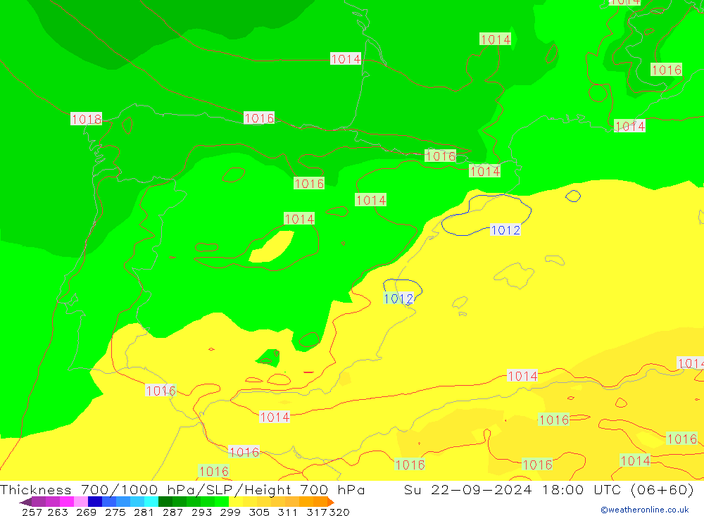 Thck 700-1000 hPa ECMWF Dom 22.09.2024 18 UTC