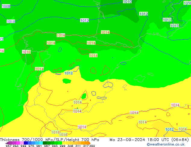 Thck 700-1000 hPa ECMWF  23.09.2024 18 UTC