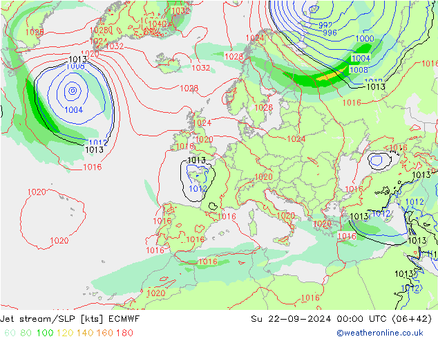 джет/приземное давление ECMWF Вс 22.09.2024 00 UTC