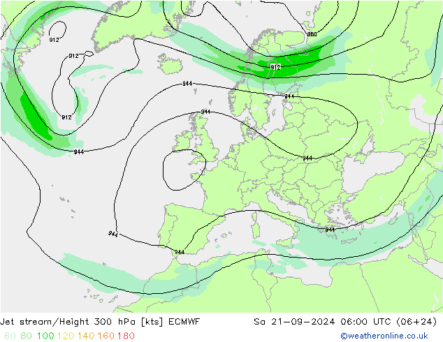 Jet stream ECMWF Sáb 21.09.2024 06 UTC