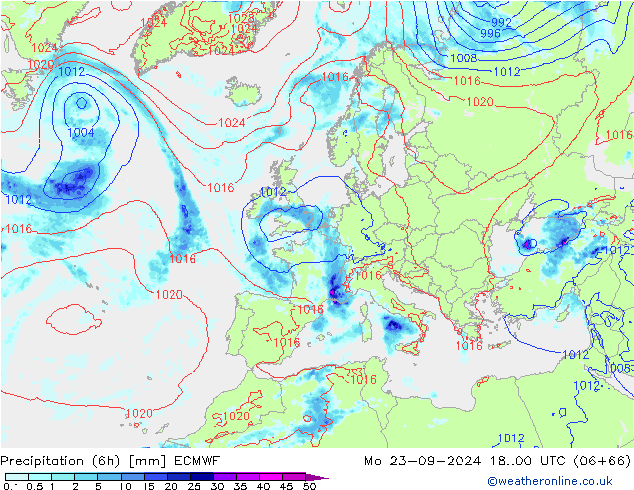 Z500/Rain (+SLP)/Z850 ECMWF Mo 23.09.2024 00 UTC