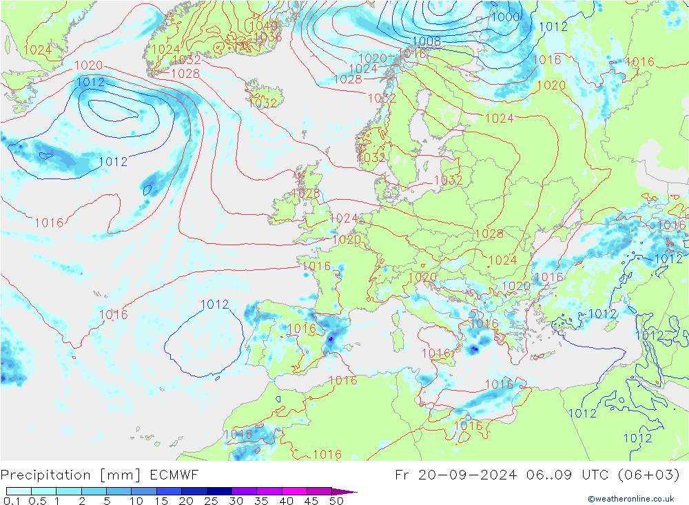 降水 ECMWF 星期五 20.09.2024 09 UTC