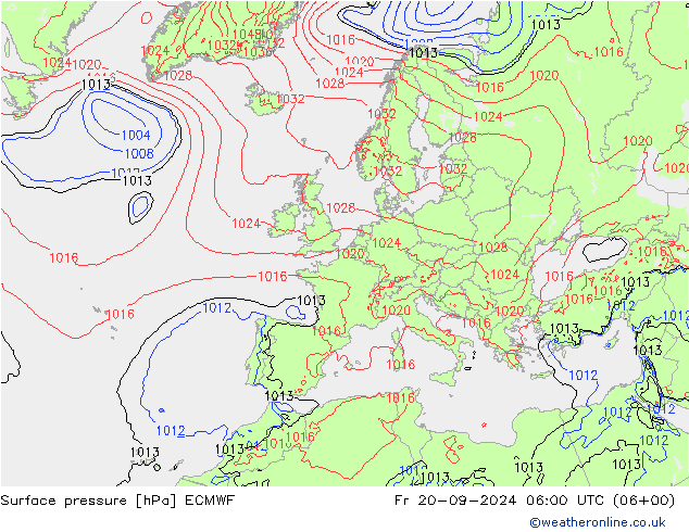 приземное давление ECMWF пт 20.09.2024 06 UTC