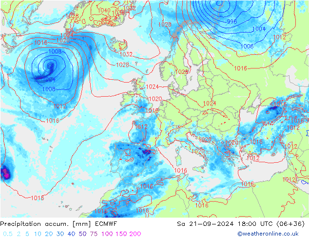 Toplam Yağış ECMWF Cts 21.09.2024 18 UTC