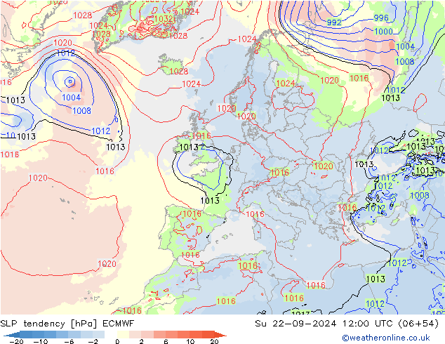 Drucktendenz ECMWF So 22.09.2024 12 UTC