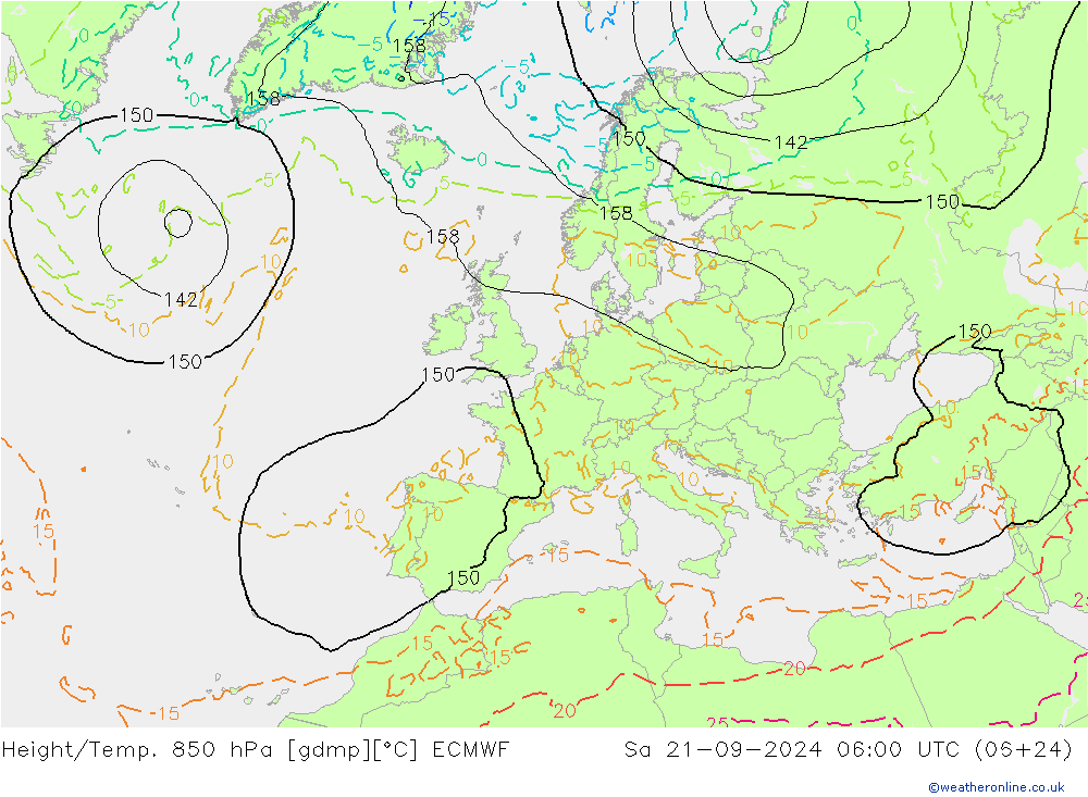 Z500/Rain (+SLP)/Z850 ECMWF Sa 21.09.2024 06 UTC