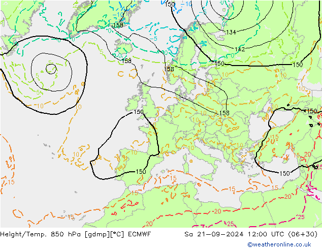 Z500/Yağmur (+YB)/Z850 ECMWF Cts 21.09.2024 12 UTC