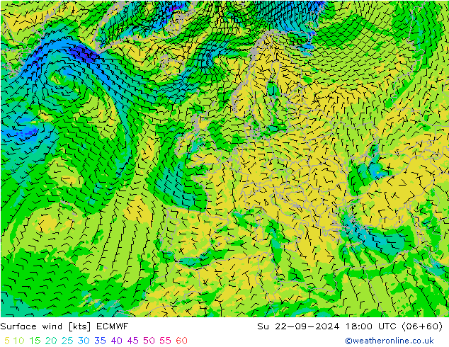 Bodenwind ECMWF So 22.09.2024 18 UTC