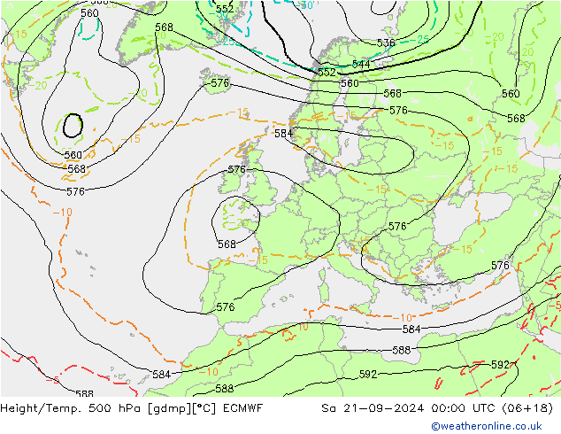 Z500/Rain (+SLP)/Z850 ECMWF сб 21.09.2024 00 UTC