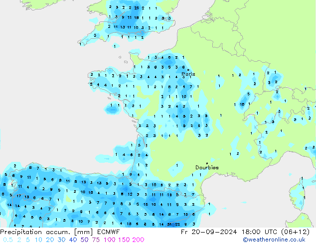 Precipitation accum. ECMWF pt. 20.09.2024 18 UTC