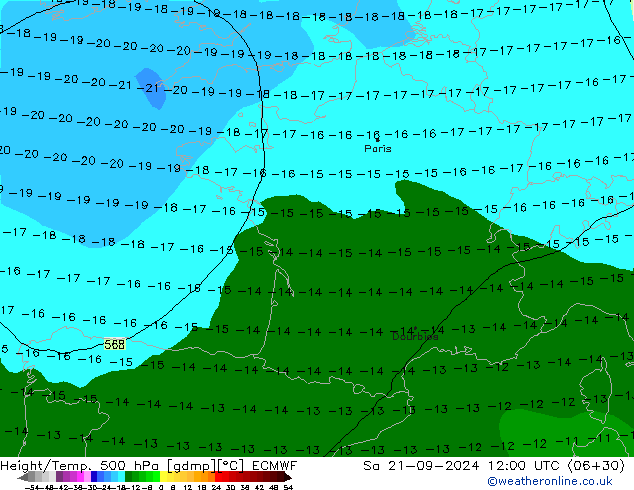 Z500/Regen(+SLP)/Z850 ECMWF za 21.09.2024 12 UTC