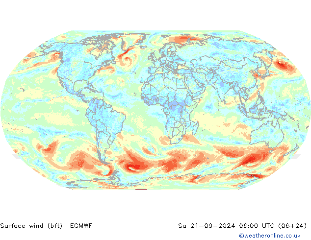 Bodenwind (bft) ECMWF Sa 21.09.2024 06 UTC