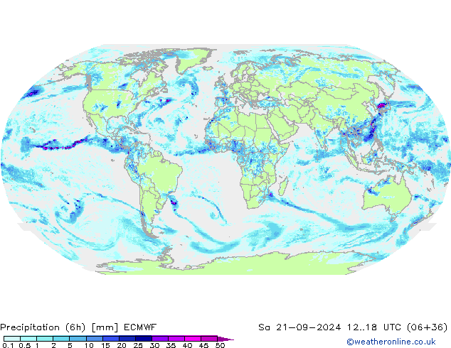 Totale neerslag (6h) ECMWF za 21.09.2024 18 UTC