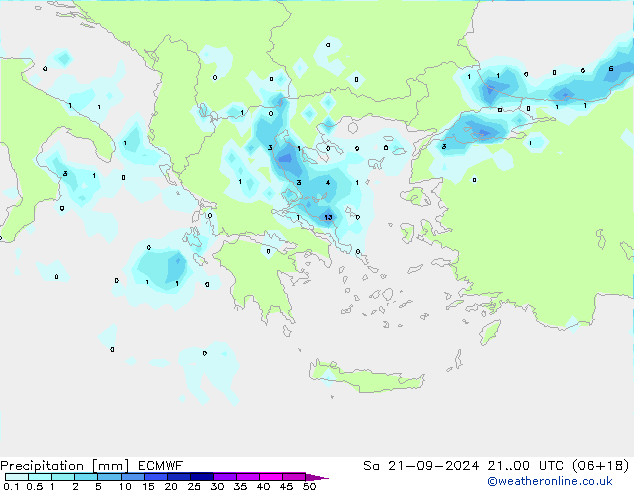 Precipitation ECMWF Sa 21.09.2024 00 UTC