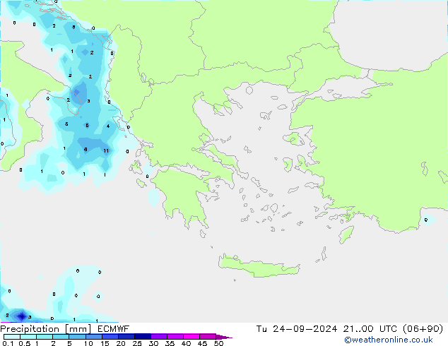 Srážky ECMWF Út 24.09.2024 00 UTC