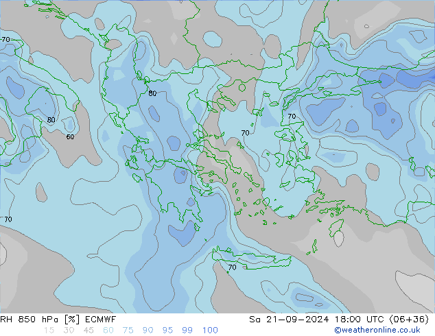 RH 850 hPa ECMWF Sa 21.09.2024 18 UTC