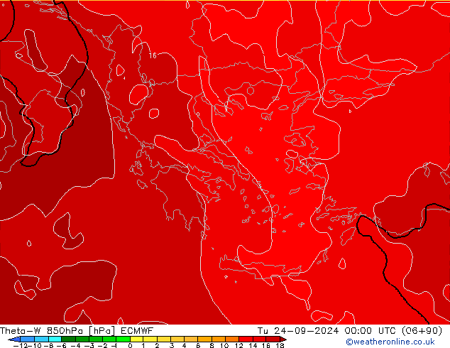 Theta-W 850hPa ECMWF  24.09.2024 00 UTC