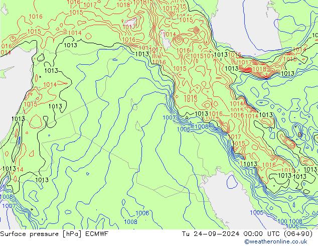 Surface pressure ECMWF Tu 24.09.2024 00 UTC