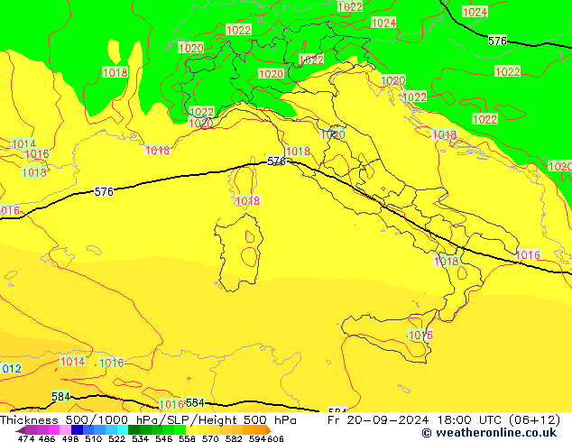 500-1000 hPa Kalınlığı ECMWF Cu 20.09.2024 18 UTC