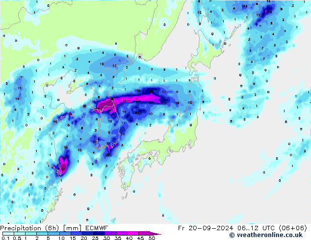 Z500/Rain (+SLP)/Z850 ECMWF Fr 20.09.2024 12 UTC