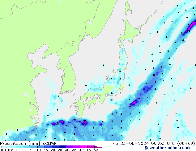 Srážky ECMWF Po 23.09.2024 03 UTC