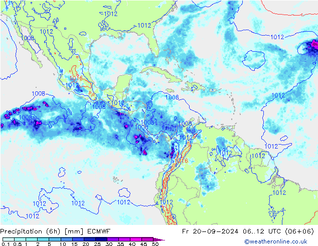 осадки (6h) ECMWF пт 20.09.2024 12 UTC