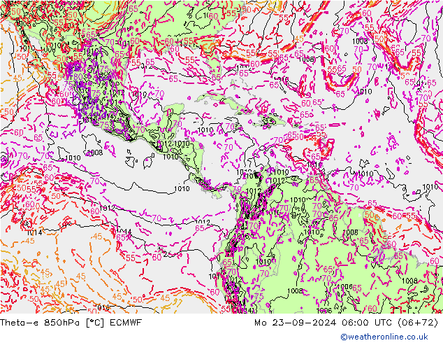 Theta-e 850hPa ECMWF Mo 23.09.2024 06 UTC