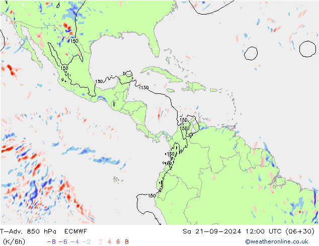 T-Adv. 850 hPa ECMWF sab 21.09.2024 12 UTC