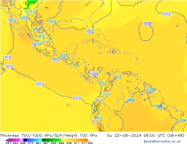 Thck 700-1000 hPa ECMWF  22.09.2024 06 UTC