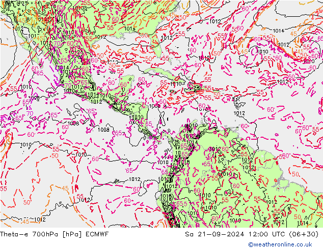 Theta-e 700hPa ECMWF Cts 21.09.2024 12 UTC