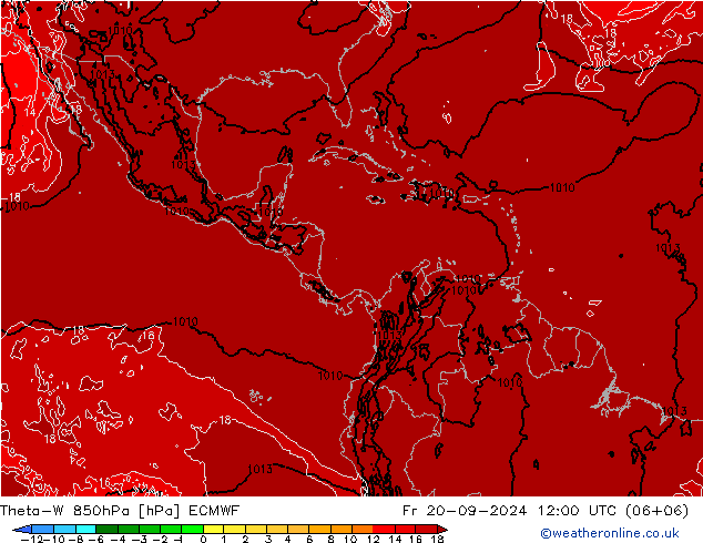 Theta-W 850hPa ECMWF Cu 20.09.2024 12 UTC