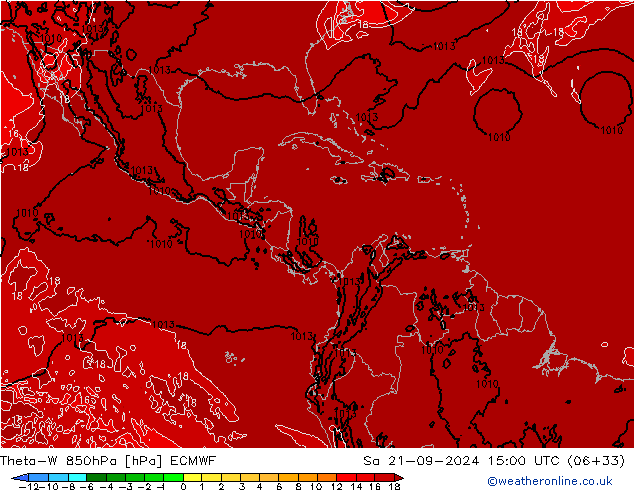 Theta-W 850hPa ECMWF za 21.09.2024 15 UTC