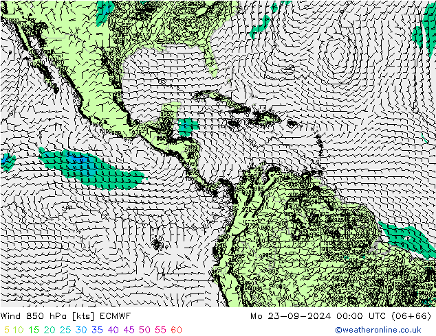 Wind 850 hPa ECMWF Mo 23.09.2024 00 UTC