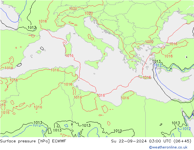 приземное давление ECMWF Вс 22.09.2024 03 UTC