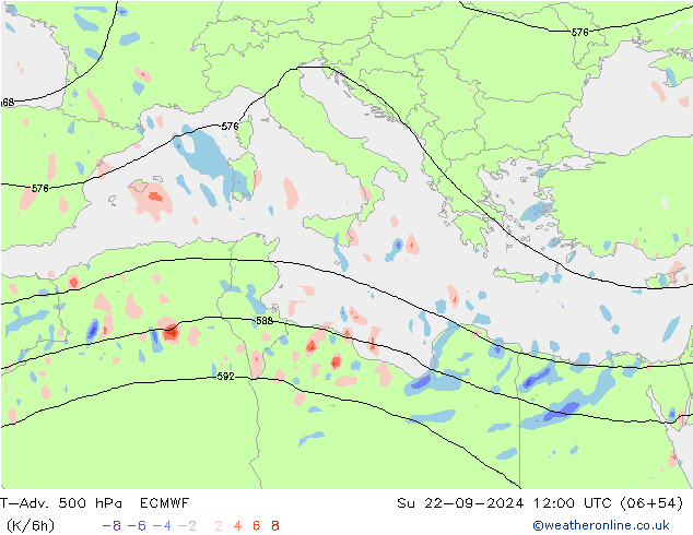 T-Adv. 500 hPa ECMWF Dom 22.09.2024 12 UTC