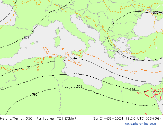 Z500/Rain (+SLP)/Z850 ECMWF Sa 21.09.2024 18 UTC