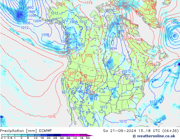 Neerslag ECMWF za 21.09.2024 18 UTC