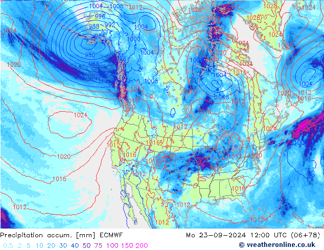 Nied. akkumuliert ECMWF Mo 23.09.2024 12 UTC