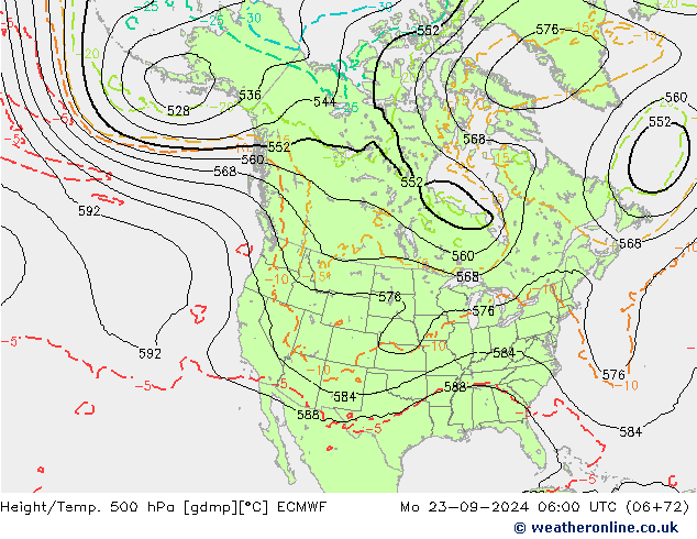 Z500/Yağmur (+YB)/Z850 ECMWF Pzt 23.09.2024 06 UTC